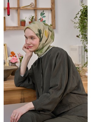 Fresh Scarfs Isla Desen Pamuk İpek Eşarp Yeşil