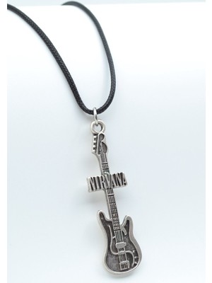 IDR Nirvana Elektro Gitar Gümüş Kaplama Deri İp Kolye