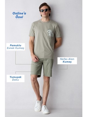Kiğılı Regular Fit Standart Kesim Yan Cepli Pamuklu Bermuda Şort