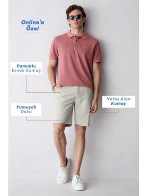 Kiğılı Regular Fit Standart Kesim Yan Cepli Pamuklu Bermuda Şort