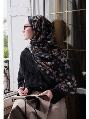 Fresh Scarfs Secret Pearl Desenli Pamuk Viskon Şal Lacivert