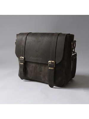 Cappadocia Vintage 6019 Gordion Vizon Hakiki Gerçek Deri El Yapımı Orta Boy Omuz Çapraz Askılı Çanta