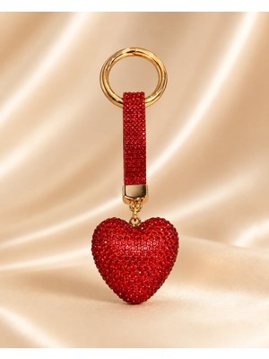 Kumru Studio Kalpli Taşlı Luxury Çanta Charmı – Kırmızı Kristal Bag Charm