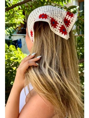 Zurafa Shop Kırmızı Renk Örgü Saç Bandana ve Boyun Fuları - Trend Saç Aksesuarı