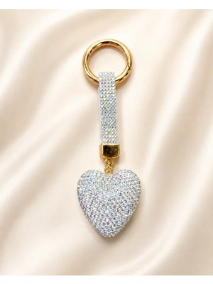 Kumru Studio Kalpli Taşlı Luxury Çanta Charmı – Gümüş Kristal Bag Charm