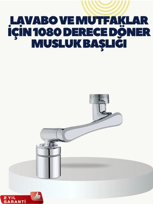 Mercora Tech Çok Yönlü Dönebilen Musluk Başlığı 2 Fonksiyonlu Su Akışı