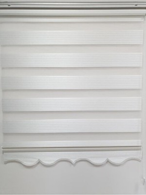Empressco Şık Geniş Pliseli Beyaz Etek, Zebra Desenli Dekoratif Perde