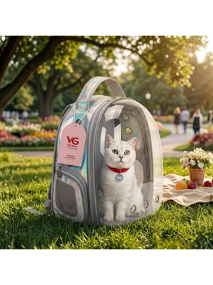 Vigi Store Vg Premium Hologram Astronot Kedi Taşıma Çantası Xl Şeffaf Pet Sırt Çantası Köpek Taşıma Çantası