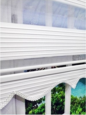 Empressco Şık Pliseli Beyaz Zebra Stor Perde Etek, Hediye, 180X200 cm