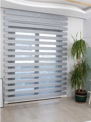 Empressco Gri Bambu Zebra Stor Güneşlik Perde, Şık ve Şeffaf Tasarım