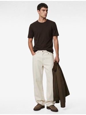 Koton Bisiklet Yaka Viskon Karışımlı Kısa Kollu Basic Slim Fit Tişört