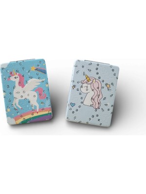 Hedea Kadın Ikili Cep Aynası Gökkuşağı ve Unicorn Tasarımlı