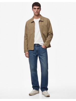 Koton Regular Fit Uzun Kollu Cepli Klasik Yaka Gabardin Fermuarlı Gömlek