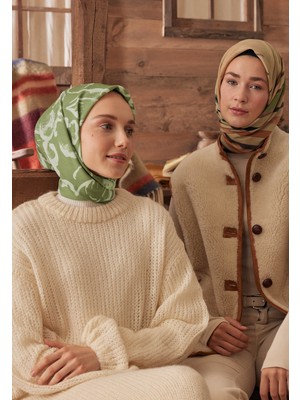Fresh Scarfs Viola Desen Pamuk İpek Eşarp Yeşil