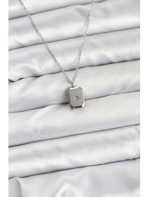 GV Home Mey Ithalat® 316L Çelik Zincir Gümüş Renk Minimal Kutup Yıldızı Model Kadın Kolye