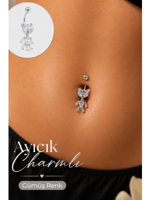 Sacce Scarves & Accessories Sacce Scarves&Accessories Çelik Ayıcıklı Göbek Piercing Gümüş Renk