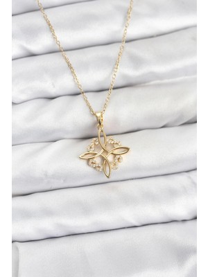 GV Home Mey Ithalat® 316L Çelik Zincir Gold Renk Sonsuzluk Model Zirkon Taşlı Kadın Kolye
