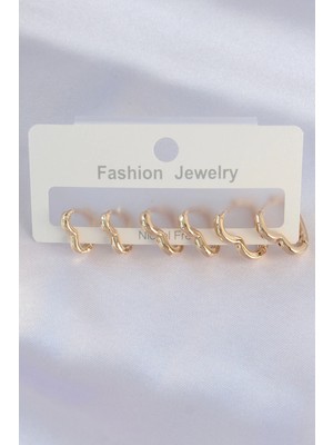 GV Home Mey Ithalat® Pirinç Gold Renk Kalp Model Küpe Seti