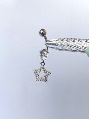 Kurukafa Gift Göbek Piercing Çelik Zirkon Taşlı Yıldız Figürlü