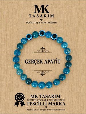 MK Tasarım Gerçek Apatit Taşı BİLEKLİK-MKT.1.101.68 Rahatlatıcı, Dinginlik, Enerji Bilekliği