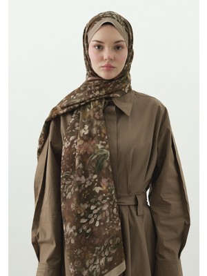 Fresh Scarfs Dark Beauty Desenli Pamuk Viskon Şal Sütlü Kahve