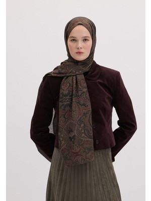Fresh Scarfs Etnic Paisley Desen Şal Koyu Kahve