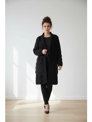 Des Concept Kadın Püsküllü Uzun Oversize Triko Hırka