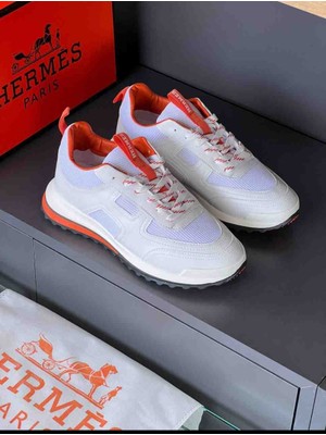 Evlium Hermes Bouncing Model Hakiki Deri Detaylı Fileli Erkek Sneaker Spor Ayakkabı