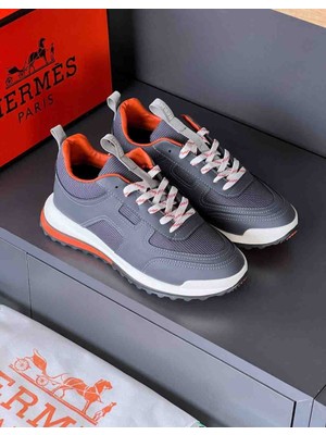 Evlium Hermes Bouncing Model Hakiki Deri Detaylı Fileli Erkek Sneaker Spor Ayakkabı
