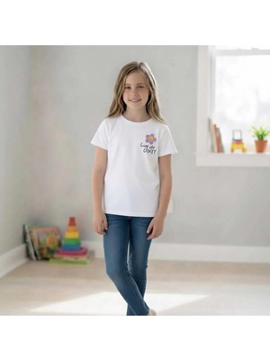 Difa Kids Kız Çocuk Basic Tişört Kısa Kollu Bisiklet Yaka