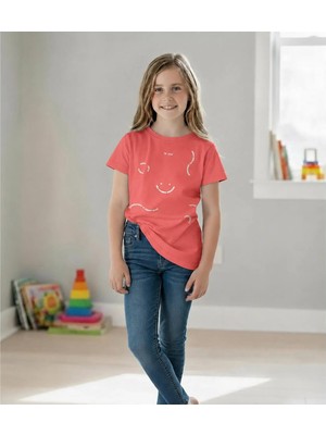 Difa Kids Kız Çocuk Basic Tişört Kısa Kollu Bisiklet Yaka