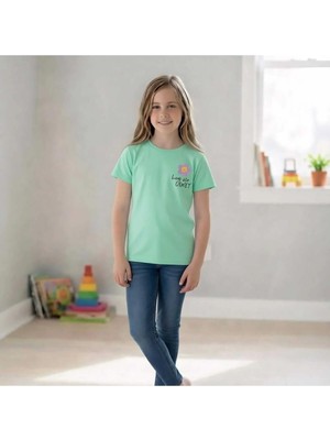 Difa Kids Kız Çocuk Basic Tişört Kısa Kollu Bisiklet Yaka