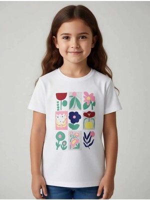 Difa Kids Kız Çocuk Basic Tişört Kısa Kollu Bisiklet Yaka