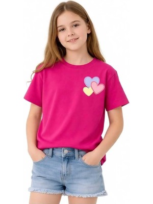 Difa Kids Kız Çocuk Basic Tişört Kısa Kollu Bisiklet Yaka