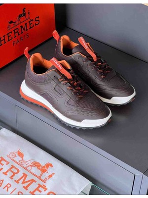 Evlium Hermes Bouncing Model Hakiki Deri Detaylı Fileli Erkek Sneaker Spor Ayakkabı