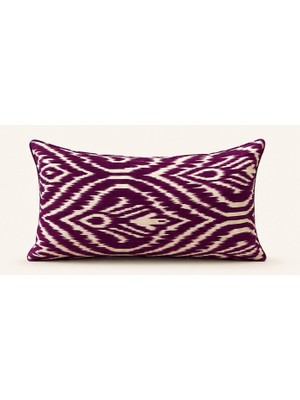 Cartiva Geleneksel Mistik Ikat Desenli Lüks Kırlent Kılıfı (Mürdüm & Krem)