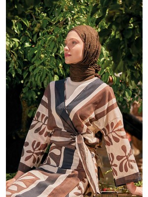 Fresh Scarfs Vual Crash Şal Kahve Çekirdeği