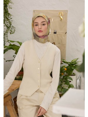 Fresh Scarfs Blair Desen Pamuk İpek Eşarp Yağ Yeşili