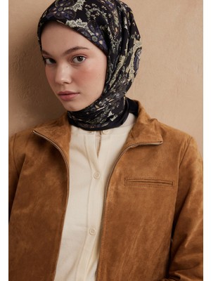 Fresh Scarfs Enya Desen Pamuk İpek Eşarp Acı Kahve