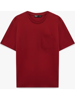 Koton Bisiklet Yaka Pamuklu Kısa Kollu Cep Detaylı Basic Oversize Tişört