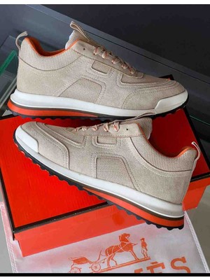 Evlium Hermes Bouncing Model Hakiki Deri Detaylı Fileli Erkek Sneaker Spor Ayakkabı
