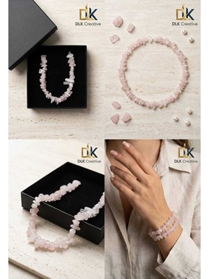 DLK Creative Pembe Kuvars (Aşk Taşı) Kırık Doğal Taş Bileklik