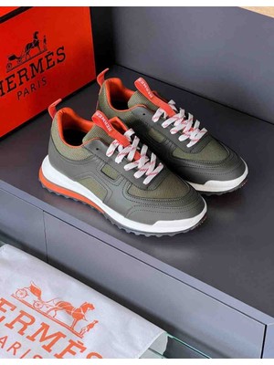 Evlium Hermes Bouncing Model Hakiki Deri Detaylı Fileli Erkek Sneaker Spor Ayakkabı