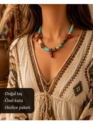 Herşey Nota Bohem Calypso Mercan Boncuklu Yaz Kolyesi