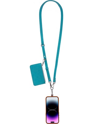 BloominBag Léona Lagoon Turquoise Telefon Askısı ve Kartlıklı Cüzdan Seti