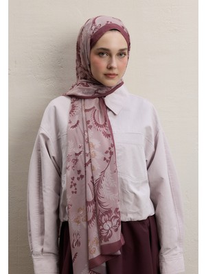 Fresh Scarfs Rosella Desen İpek Krep Şal Gülkurusu