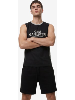 Koton Regular Fit Renk Bloklu Kolsuz Bisiklet Yaka Baskılı Spor Atlet