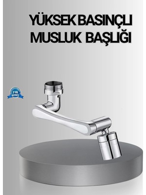 Mercora Tech 1080° Dönebilen Musluk Başlığı Robotik Kol Havalandırıcı Çok Yönlü Su Yönlendirme