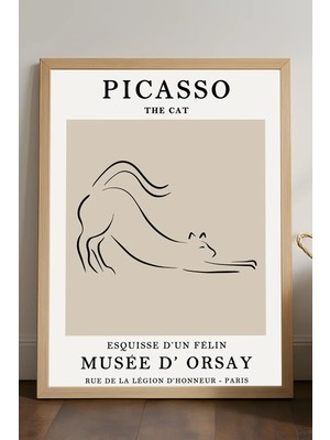 Duvarda Pablo Picasso Doğal Ahşap Çerçeveli Poster, Dekoratif Sanatsal Duvar Tablosu