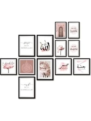Yağmur Store 12 Parça Dekoratif Mdf Tablo Seti Çerçeve Görünümlü DKJ069